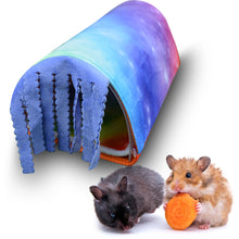 將圖片載入圖庫檢視器 Pet Small Animal Tunnel,HOMEYA Guinea Pig Hideout Play Tube Toys Hideaway Bedding with Fleece Forest Curtain for Chinchillas,Hedgehogs,Rats,Sugar Glider-Removable Two Side Pad Cage Accessories