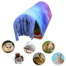 將圖片載入圖庫檢視器 Pet Small Animal Tunnel,HOMEYA Guinea Pig Hideout Play Tube Toys Hideaway Bedding with Fleece Forest Curtain for Chinchillas,Hedgehogs,Rats,Sugar Glider-Removable Two Side Pad Cage Accessories