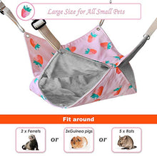 將圖片載入圖庫檢視器 Pet Small Animal Hanging Hammock, Bunkbed Hammock Toy for Ferret Hamster Parrot Rat Guinea-Pig Mice Chinchilla Sleep Bed Hideout(Strawberry Pattern)