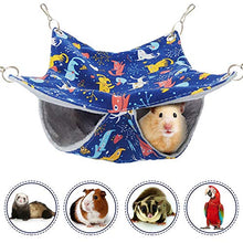 將圖片載入圖庫檢視器 Pet Small Animal Hanging Hammock, Bunkbed Hammock Toy for Ferret Hamster Parrot Rat Guinea-Pig Mice Chinchilla Sleep Bed Hideout (Small Cat Pattern)
