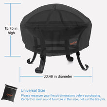 將圖片載入圖庫檢視器 Fire Pit Cover | 600D Waterproof Round Patio Fire Pit Cover | Weather Resistant Anti UV Outdoor Table Cover for Firepit Fireplace