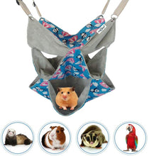 將圖片載入圖庫檢視器 HOMEYA Pet Small Animal Hanging Hammock, 3 Layer Hammock Bed Swinging Toy for Ferret Guinea-Pig Hamster Rat Chinchilla Nap Sack Hideout Winter