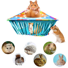將圖片載入圖庫檢視器 Guinea Pig Hideout - HOMEYA 2IN1 Corner Fleece Forest Hideaway Hammock & Reversible Sleeping Mat Bed for Hamster, Ferrets, Chinchillas, Rats, Bunny and Other Small Animals -House Toy Cage Accessories