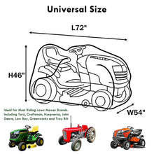 將圖片載入圖庫檢視器 Homeya Riding Lawn Mower Tractor Cover Waterproof UV Protector Heavy Duty Fits Decks Up to 72"x54'' Storage Cover