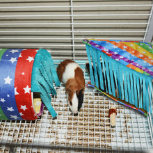 將圖片載入圖庫檢視器 HOMEYA Small Animal Rainbow Hammock and Hamster Hideout Tunnel, Hanging Hideaway Corner House Toys Cage Accessories, Removable & Reversible Sleeping Bed for Guinea Pig Ferret Rat and Chinchilla