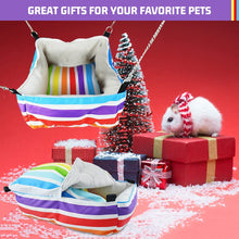 將圖片載入圖庫檢視器 Small Animal Hanging Pet Bed-HOMEYA Guinea Pig Houses and Hideouts,3-in-1 Function of Hammock&Sofa&Warm Bed with Removable Washable Mat,Cage Accessories for Hamster Rat Ferret Bunny Squirrel Hedgehog