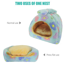 將圖片載入圖庫檢視器 HOMEYA Small Animal Pet Bed, Sleeping House Habitat Nest for Guinea Pig Hedgehog Rat Chinchilla Hideout Bedding with Removable Washable Mat-Blue