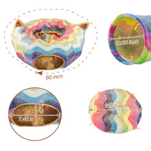 將圖片載入圖庫檢視器 HOMEYA Cat Dog Tunnel Bed with Mat, Collapsible 3 Way Cat Tube Condo Play Toy with Peek Hole Fun Ball Indoor Interactive Hideout Exercising House Toy