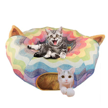 將圖片載入圖庫檢視器 HOMEYA Cat Dog Tunnel Bed with Mat, Collapsible 3 Way Cat Tube Condo Play Toy with Peek Hole Fun Ball Indoor Interactive Hideout Exercising House Toy