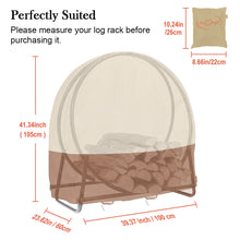 將圖片載入圖庫檢視器 Firewood Log Hoop Cover | Log Ring Rack Cover | Beige 420D Oxford Waterproof Wood Storage Holder Cover with Zipper & Adjustable Buckle