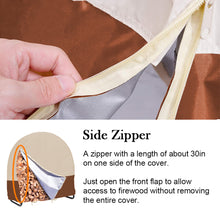 將圖片載入圖庫檢視器 Firewood Log Hoop Cover | Log Ring Rack Cover | Beige 420D Oxford Waterproof Wood Storage Holder Cover with Zipper & Adjustable Buckle