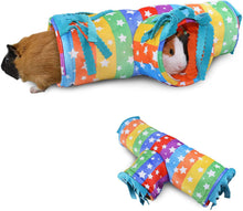 將圖片載入圖庫檢視器 Guinea Pig Tunnel-HOMEYA Guinea Pig Hideout,Collapsible 3 Way Hamster Play Tubes with Fleece Forest Curtain,Small Animal Pet Toys and Cage Accessories for Rabbit Bunny Ferret Rat Hedgehog-L
