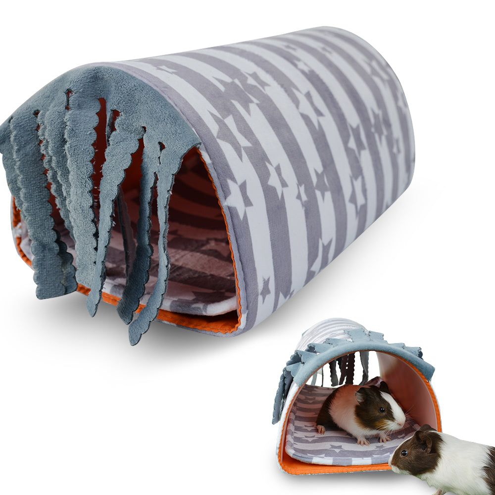 Pet Small Animal Tunnel,HOMEYA Guinea Pig Hideout Play Tube Toys Hideaway Bedding with Fleece Forest Curtain for Chinchillas,Hedgehogs,Rats,Sugar Glider-Removable Two Side Pad Cage Accessories