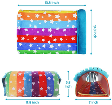 將圖片載入圖庫檢視器 HOMEYA Hamster Tunnel House Cave Nest &amp; Winter Warm Sleeping Bag for Small Pet, Small Animals Hideout Tunnel with Fleece Forest Curtain, Guinea Pig House Plush Bed for Hedgehog Rat Ferret Chinchilla

