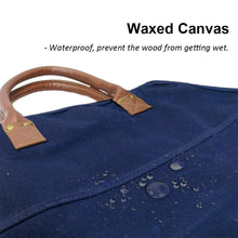 將圖片載入圖庫檢視器 Firewood Log Carrier | Waxed Canvas Firewood Tote Bag with Leather Handle| Heavy Duty Fireplace Wood Holder Stove Accessories Fireside Storage Bag
