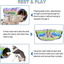 將圖片載入圖庫檢視器 HOMEYA Cat Dog Tunnel Bed with Mat, Collapsible 3 Way Cat Tube Condo Play Toy with Peek Hole Fun Ball Indoor Outdoor Interactive Hideout Exercising House Toys for Pet Kittens Kitty
