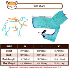 將圖片載入圖庫檢視器 HOMEYA Pet Bathrobe Dog Robe,Cats and Dogs Fast Drying Absorbent Microfibre Towel,Soft Warm Dog Drying Coat with Hood&amp;Gloves&amp;Adjustable Collar&amp;Waist for Bathing&amp;Walking&amp;Swimming&amp;Traveling
