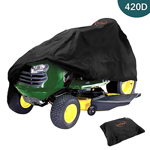 Lawn Mower Cover 420D, Waterproof Riding Mower Cover UV Protection Tractor Covers Fits Decks up to 54 Inches