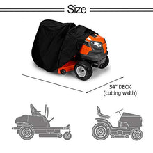 將圖片載入圖庫檢視器 Lawn Mower Cover 420D, Waterproof Riding Mower Cover UV Protection Tractor Covers Fits Decks up to 54 Inches
