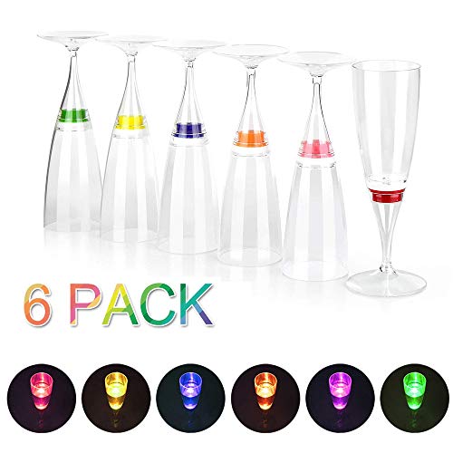 LED Wine Champagne Flute Glasses, Water Liquid Activated Flashing Light Up Cup Glow Mugs