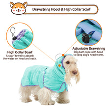 將圖片載入圖庫檢視器 HOMEYA Pet Bathrobe Dog Robe,Cats and Dogs Fast Drying Absorbent Microfibre Towel,Soft Warm Dog Drying Coat with Hood&amp;Gloves&amp;Adjustable Collar&amp;Waist for Bathing&amp;Walking&amp;Swimming&amp;Traveling
