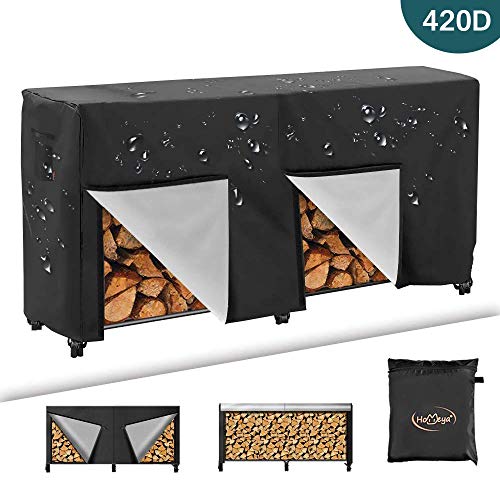 Firewood Log Rack Cover, Waterproof Outdoor Dry Wood Storage Holder All-Weather Protection Tarp