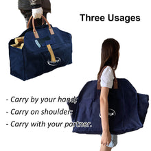 將圖片載入圖庫檢視器 Firewood Log Carrier | Waxed Canvas Firewood Tote Bag with Leather Handle| Heavy Duty Fireplace Wood Holder Stove Accessories Fireside Storage Bag
