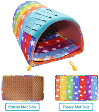 將圖片載入圖庫檢視器 HOMEYA Hamster Tunnel House Cave Nest &amp; Winter Warm Sleeping Bag for Small Pet, Small Animals Hideout Tunnel with Fleece Forest Curtain, Guinea Pig House Plush Bed for Hedgehog Rat Ferret Chinchilla
