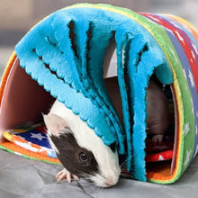將圖片載入圖庫檢視器 Pet Small Animal Tunnel,HOMEYA Guinea Pig Hideout Play Tube Toys Hideaway Bedding with Fleece Forest Curtain for Chinchillas,Hedgehogs,Rats,Sugar Glider-Removable Two Side Pad Cage Accessories-Rainbow
