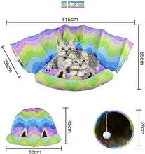 將圖片載入圖庫檢視器 HOMEYA Cat Dog Tunnel Bed with Mat, Collapsible 3 Way Cat Tube Condo Play Toy with Peek Hole Fun Ball Indoor Outdoor Interactive Hideout Exercising House Toys for Pet Kittens Kitty
