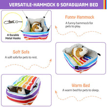 將圖片載入圖庫檢視器 Small Animal Hanging Pet Bed-HOMEYA Guinea Pig Houses and Hideouts,3-in-1 Function of Hammock&amp;Sofa&amp;Warm Bed with Removable Washable Mat,Cage Accessories for Hamster Rat Ferret Bunny Squirrel Hedgehog
