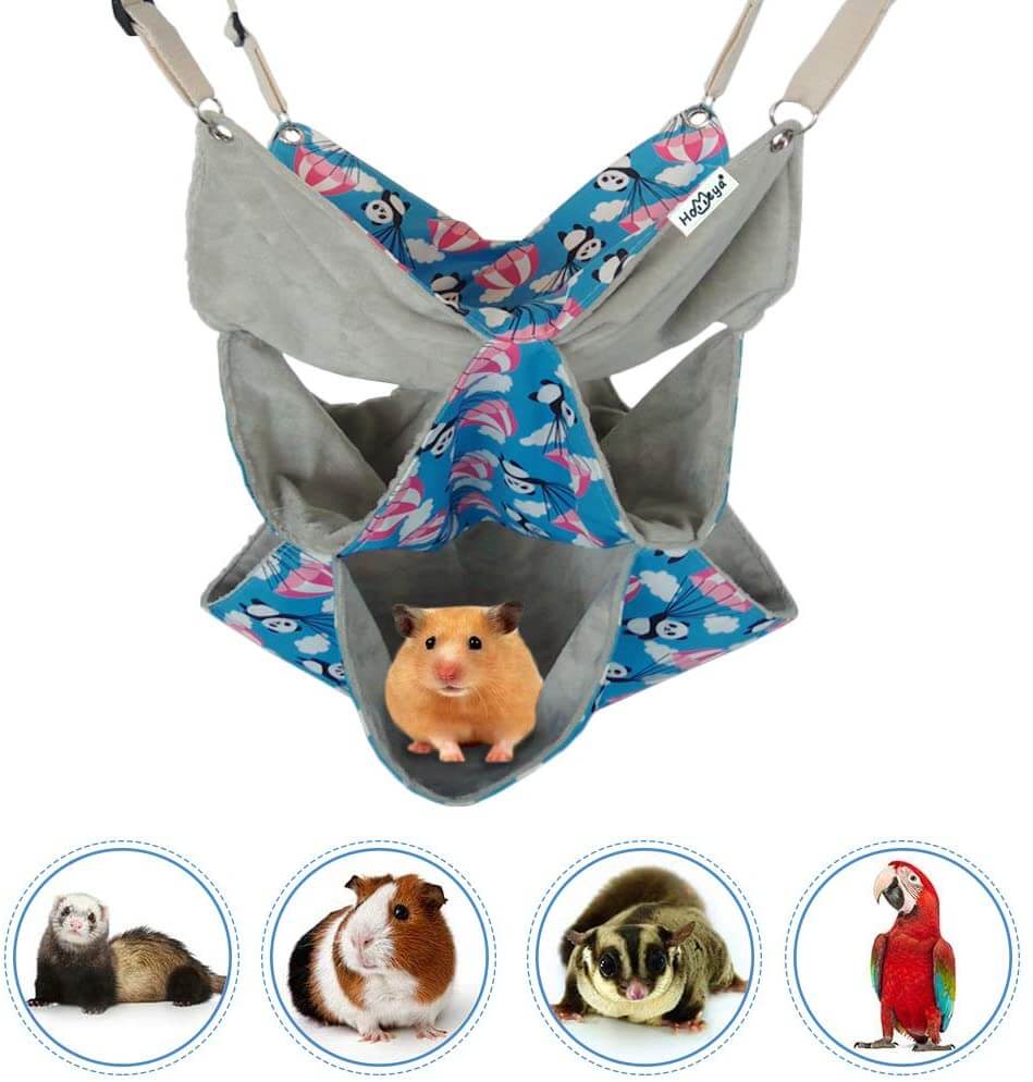 HOMEYA Pet Small Animal Hanging Hammock, 3 Layer Hammock Bed Swinging Toy for Ferret Guinea-Pig Hamster Rat Chinchilla Nap Sack Hideout Winter