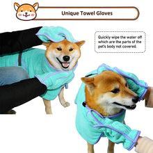 將圖片載入圖庫檢視器 HOMEYA Pet Bathrobe Dog Robe,Cats and Dogs Fast Drying Absorbent Microfibre Towel,Soft Warm Dog Drying Coat with Hood&amp;Gloves&amp;Adjustable Collar&amp;Waist for Bathing&amp;Walking&amp;Swimming&amp;Traveling
