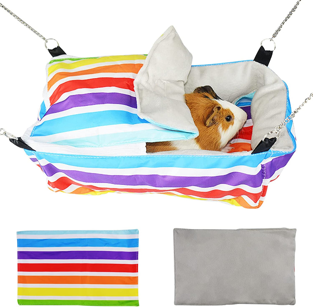 Small Animal Hanging Pet Bed-HOMEYA Guinea Pig Houses and Hideouts,3-in-1 Function of Hammock&Sofa&Warm Bed with Removable Washable Mat,Cage Accessories for Hamster Rat Ferret Bunny Squirrel Hedgehog