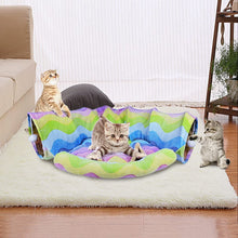 將圖片載入圖庫檢視器 HOMEYA Cat Dog Tunnel Bed with Mat, Collapsible 3 Way Cat Tube Condo Play Toy with Peek Hole Fun Ball Indoor Outdoor Interactive Hideout Exercising House Toys for Pet Kittens Kitty
