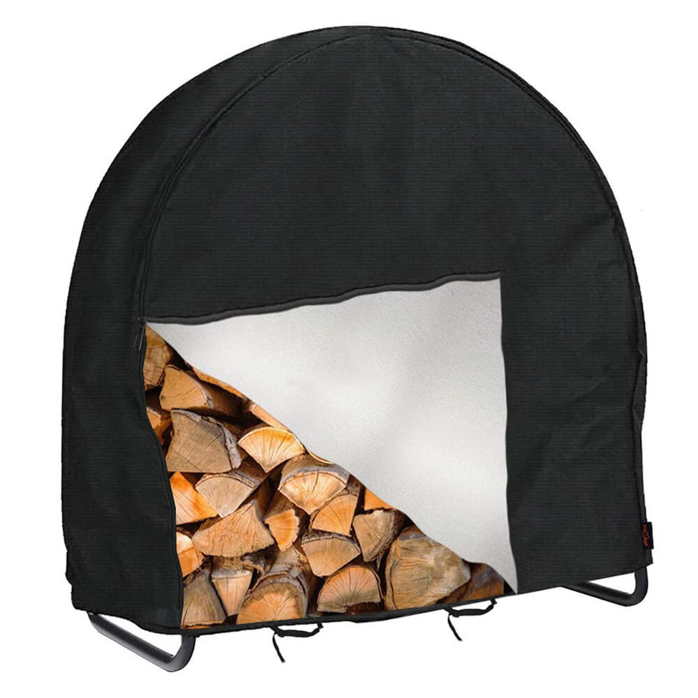Firewood Log Hoop Cover | Log Ring Rack Cover | 420D Oxford Waterproof Wood Storage Holder Cover with Zipper & Adjustable Buckle