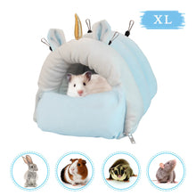 將圖片載入圖庫檢視器 Small Animal Pet Bed,HOMEYA Guinea Pig Hideout Hanging Bedding for Hamster Chinchilla Rat Hedgehog Bunny Snuggle House with 4 Hook Pets Gifts-Blue
