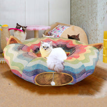 將圖片載入圖庫檢視器 HOMEYA Cat Dog Tunnel Bed with Mat, Collapsible 3 Way Cat Tube Condo Play Toy with Peek Hole Fun Ball Indoor Interactive Hideout Exercising House Toy
